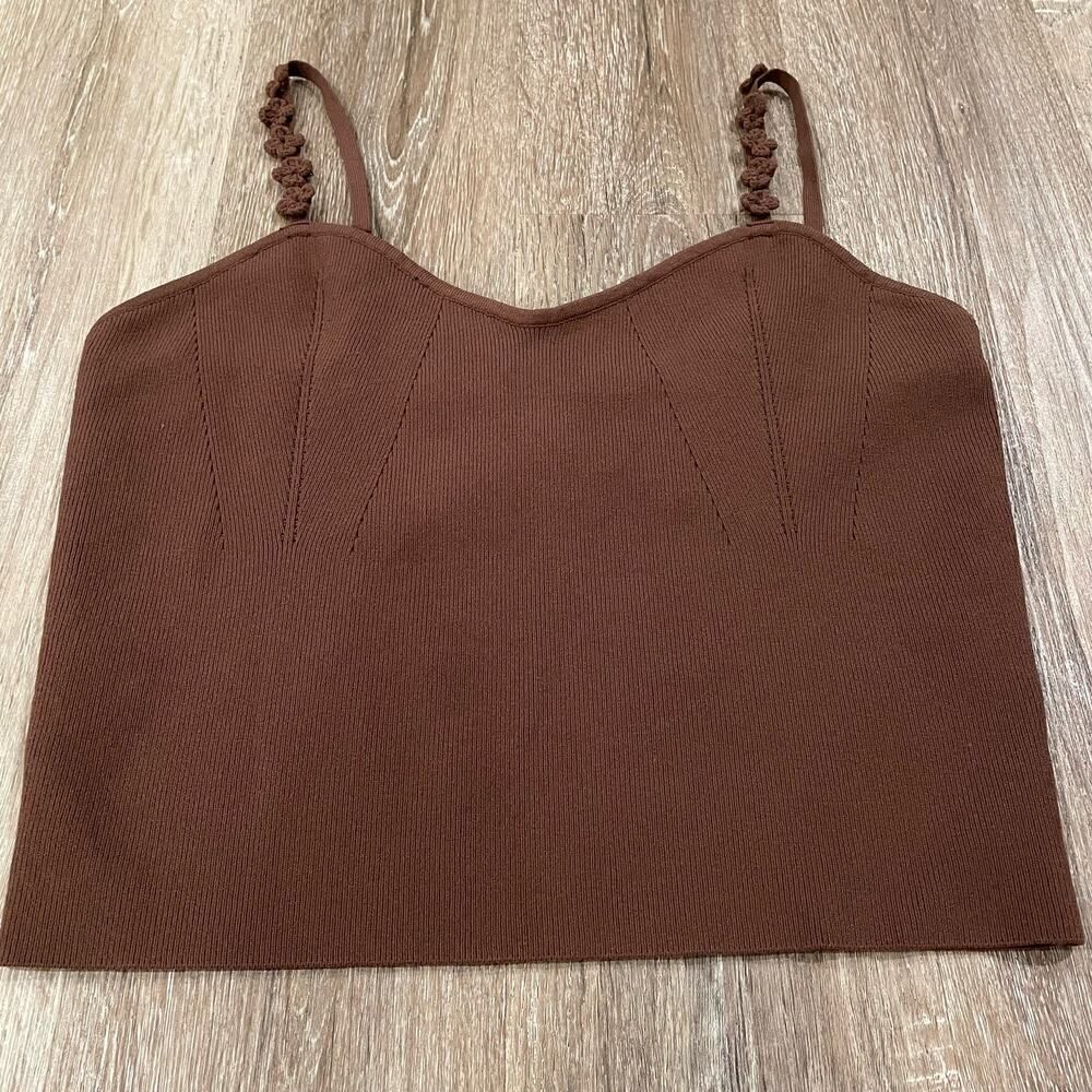 NWT Bailey 44 Brown Rib Cropped Cami - Size: Large - Picture 5 of 6